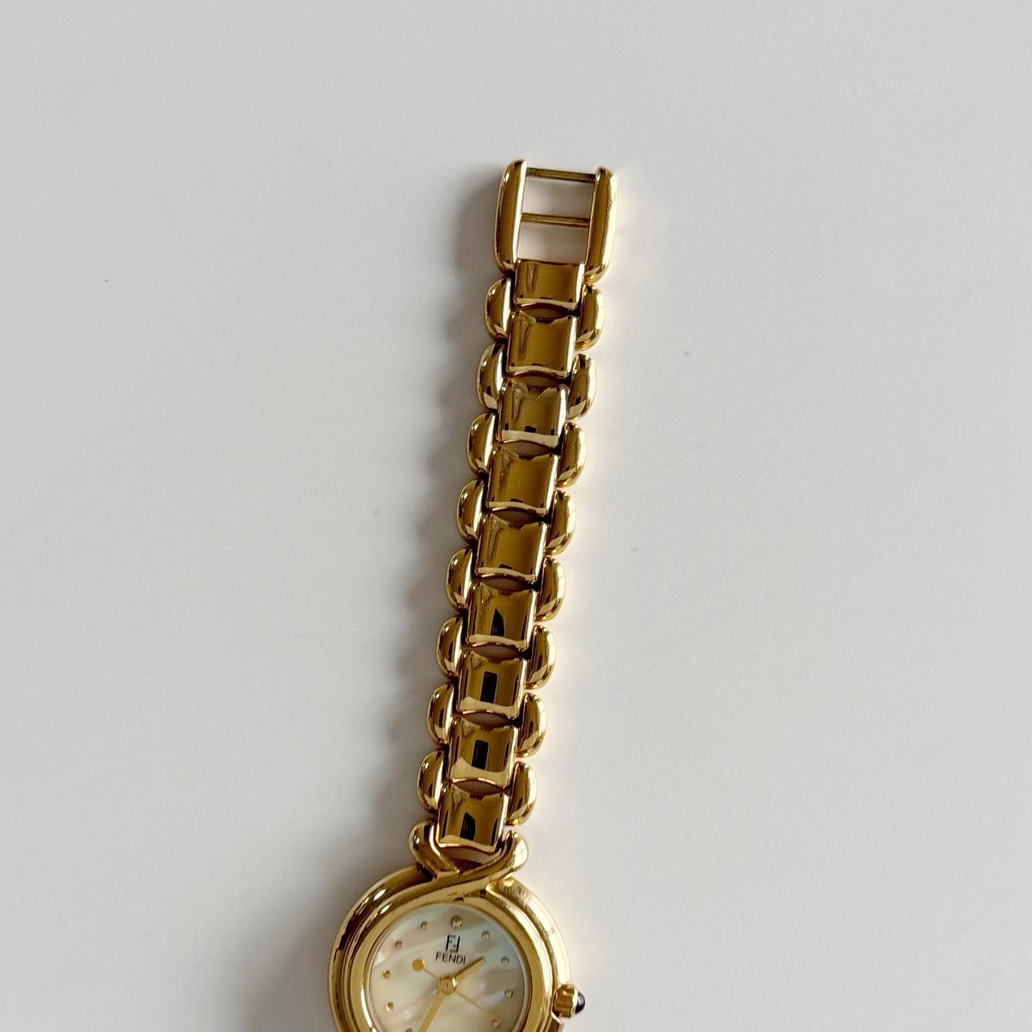 Fendi 1990s Seashell Dial Gold Plated Watch