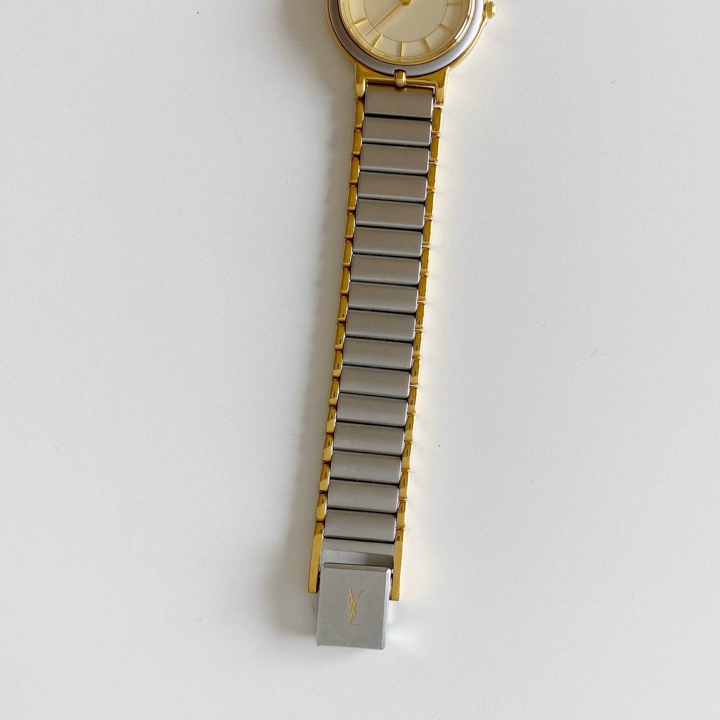 Yves Saint Laurent 1990s Round Dial Two Tone Watch