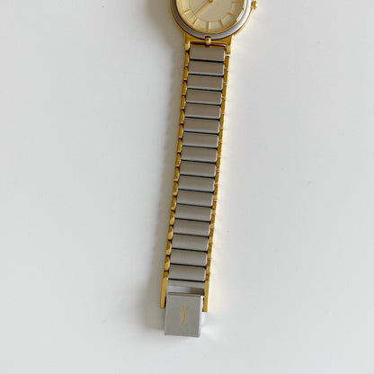 Yves Saint Laurent 1990s Round Dial Two Tone Watch