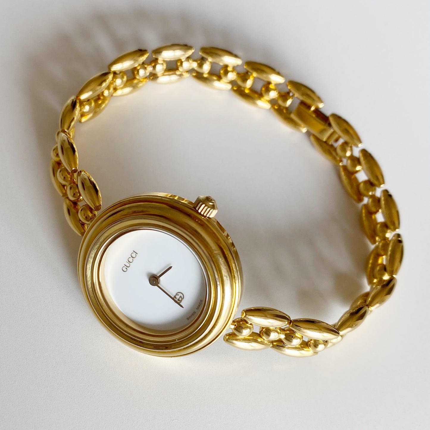 Gucci 1990s Interchangeable Bezel Gold Plated Watch with 6 bezels, case (165mm)