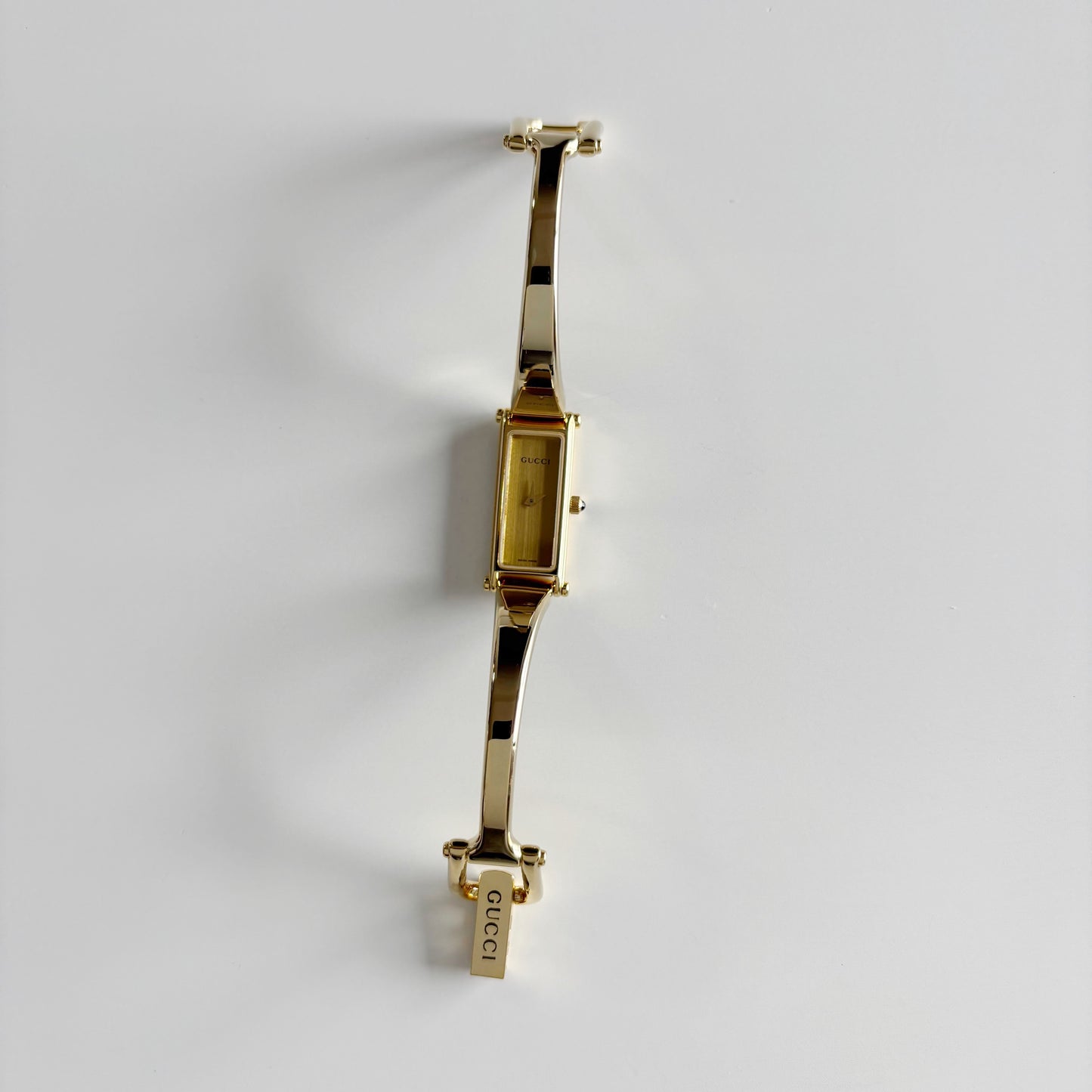 Gucci 1990s  Gold Dial Gold Plated Bangle Watch