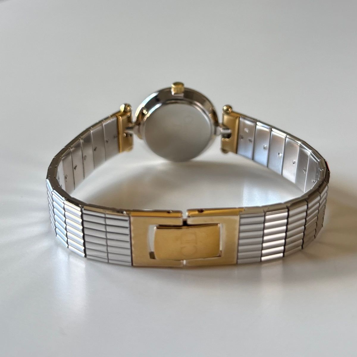 Dior 1990s Gold Round Dial Two Tone Gold Plated Watch