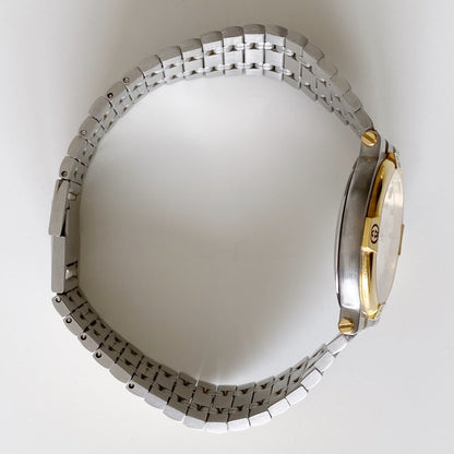 Gucci 1990s Date Round Dial Two Tone Watch (Large)