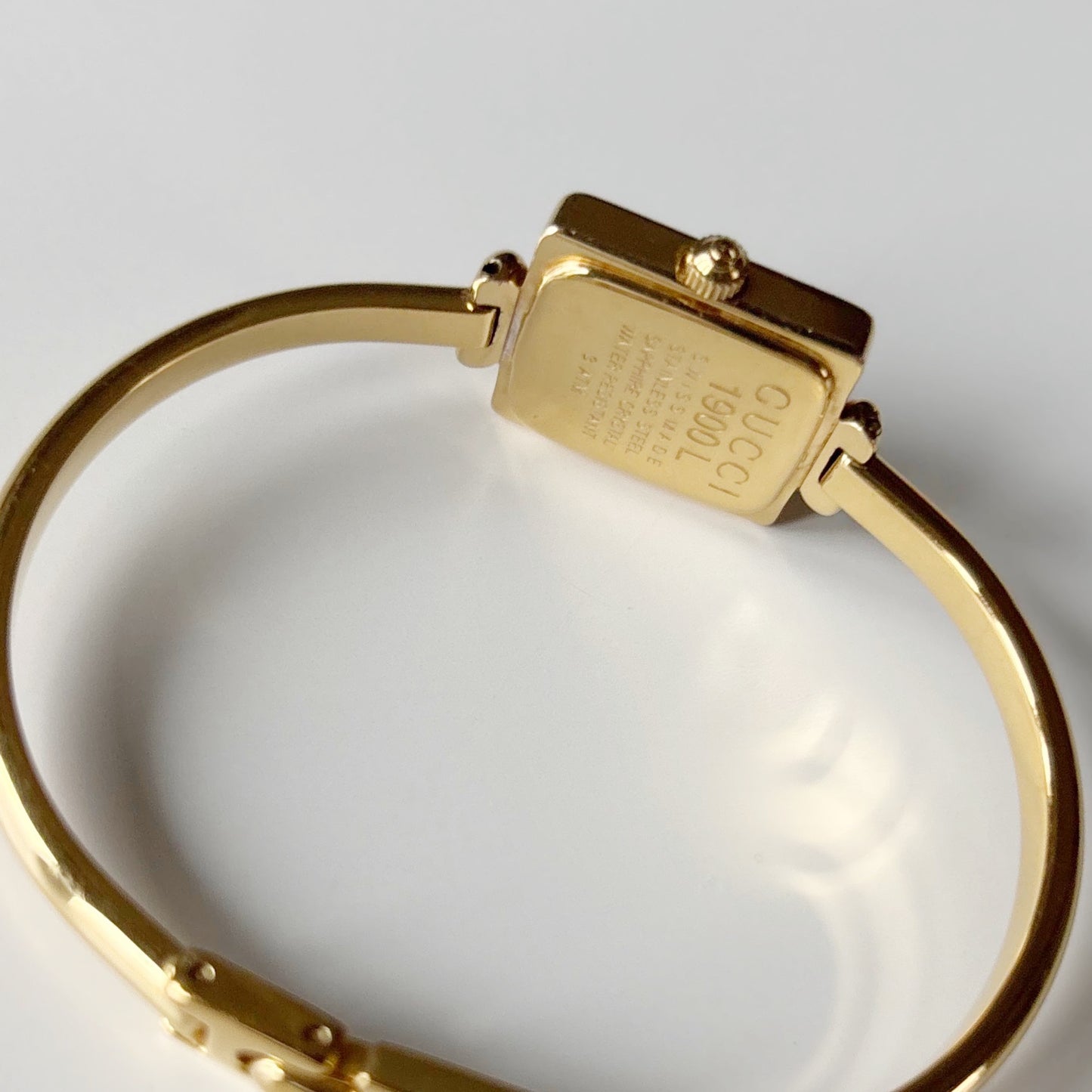 Gucci 1990s Square Dial Gold Plated Bangle Watch