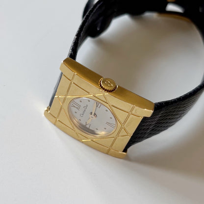 Dior 1990s Square Dial Gold Plated Watch
