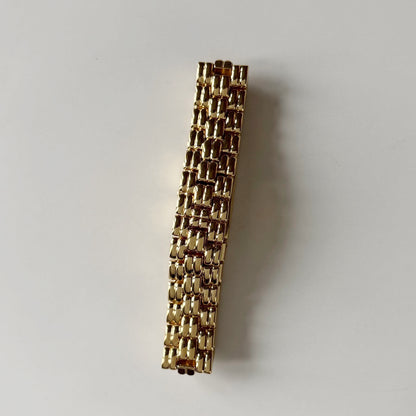 Fendi 1990s Rectangular White Dial Gold Plated Watch