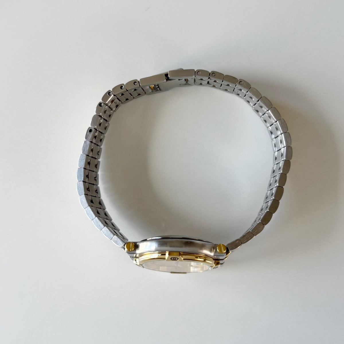 Gucci 1990s Date Round Dial Two Tone Gold Plated Watch