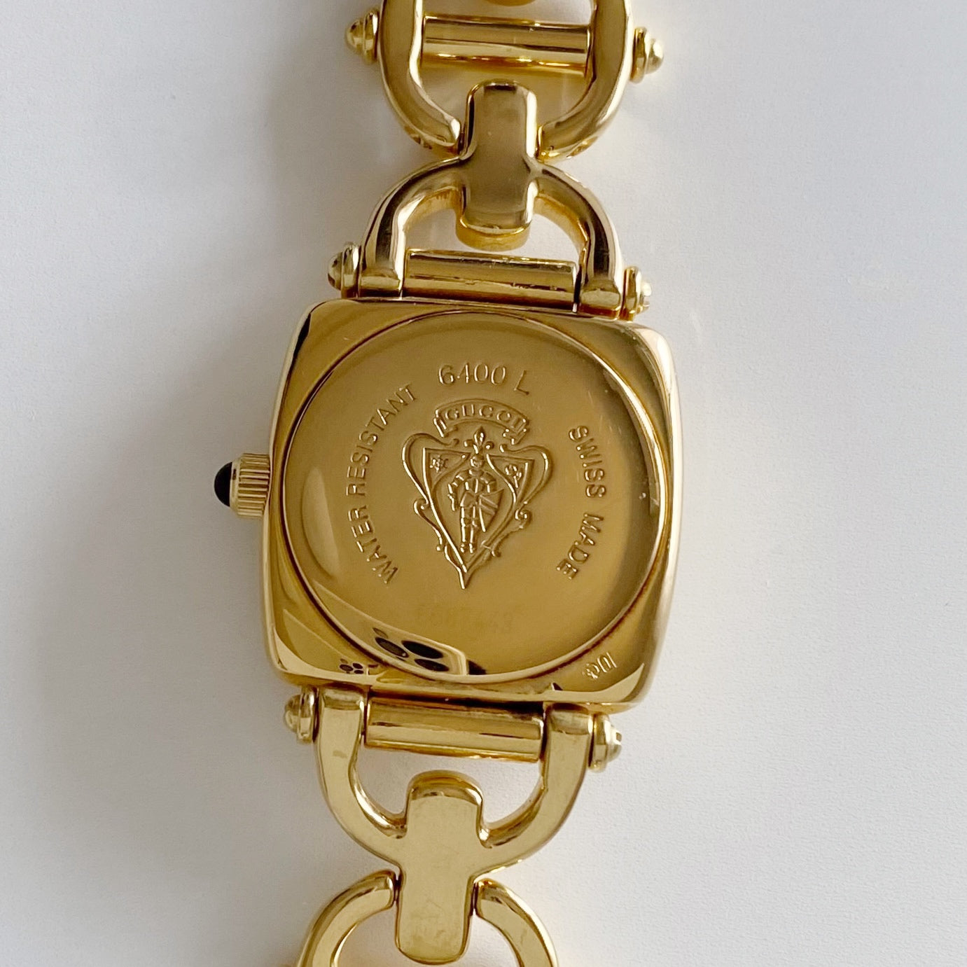 Gucci 1990s White Dial Gold Plated Round Watch