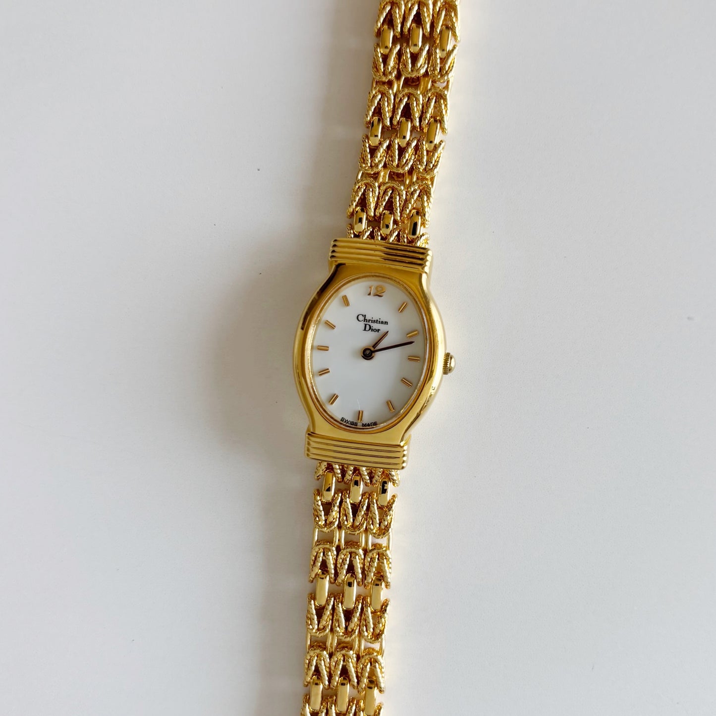 Dior 1990s Oval Dial Gold Plated Watch