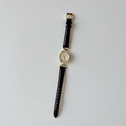 Gucci 1990s Seashell Dial Horsebit Gold Plated Watch