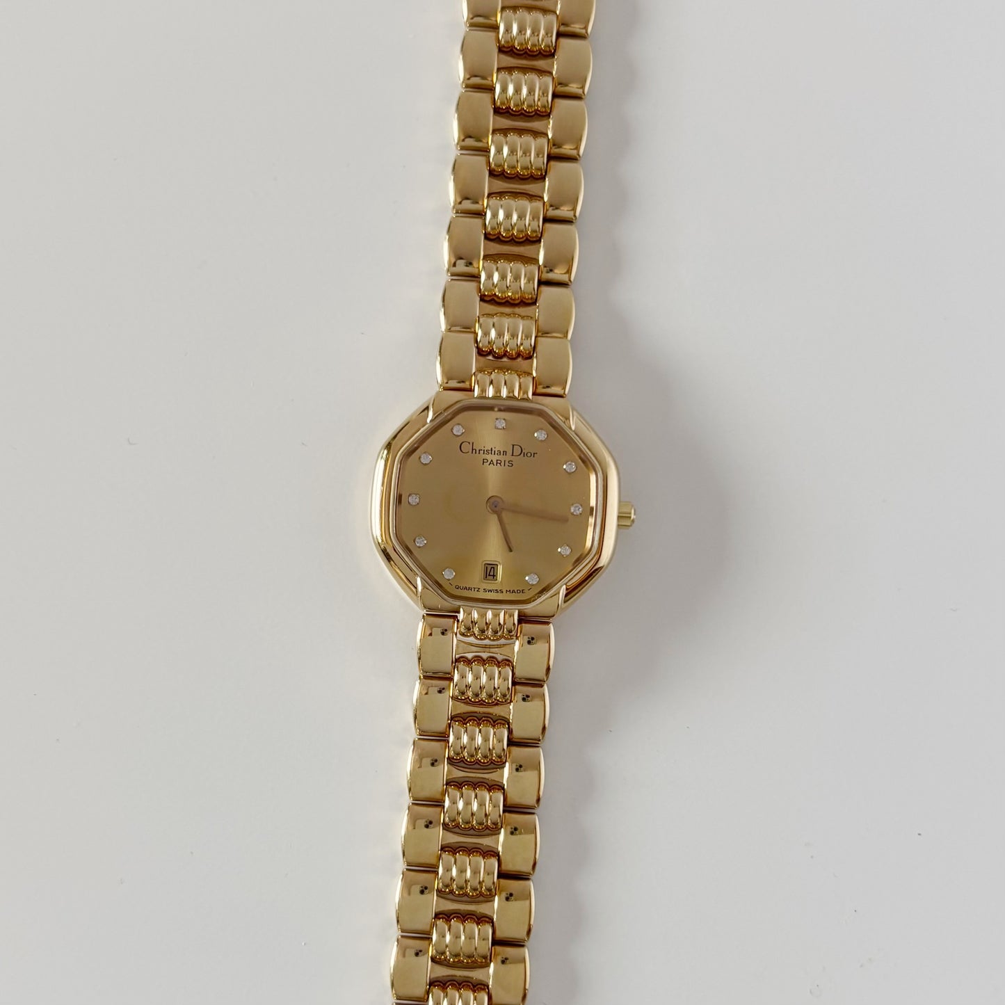 Dior 1990s Octagon Gold Plated Watch