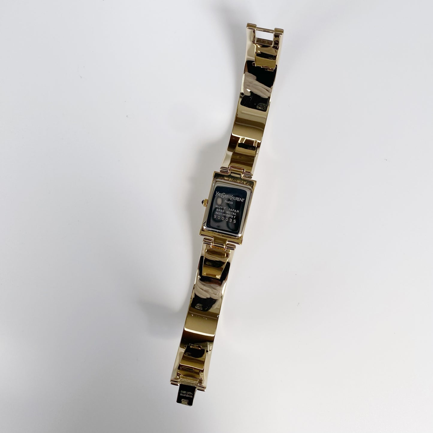 Yves Saint Laurent 1990s Seashell Dial Gold Plated Bangle Watch