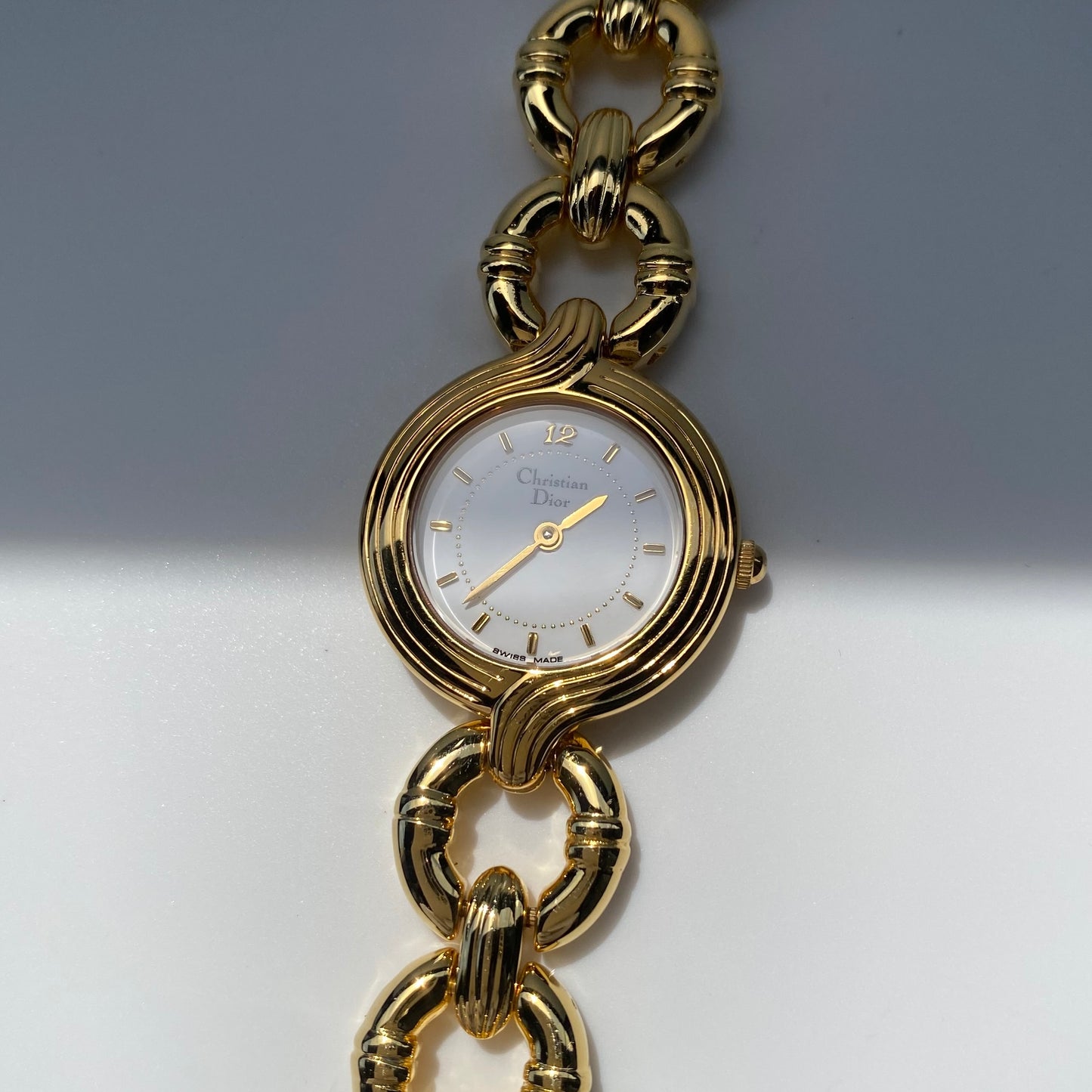 Dior 1990s Round Dial Gold Plated Watch