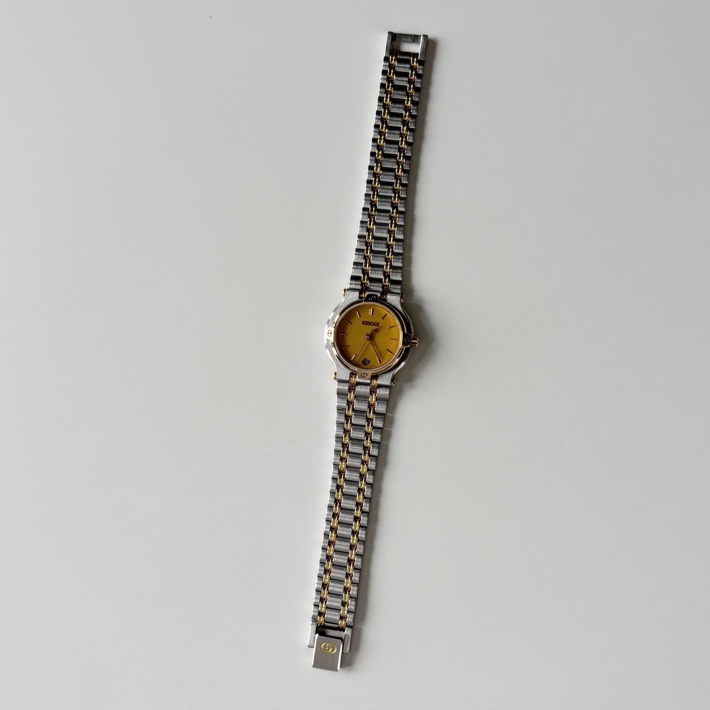 Gucci 1990s Round Dial Two Tone Gold Plated Watch
