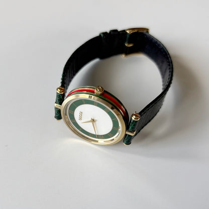 Gucci 1990s Round Dial Sherry Gold-Plated Watch (Large)