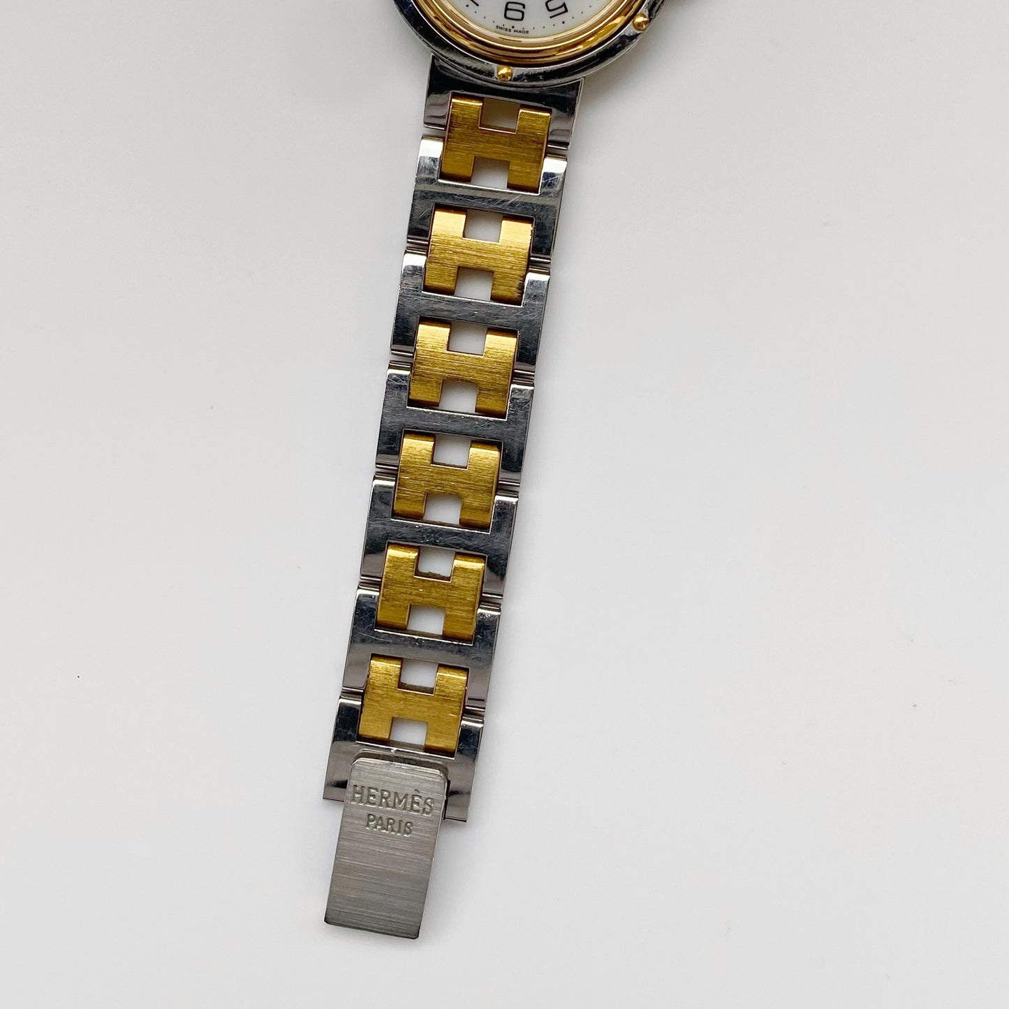 Hermés 1990s Clipper Round Two Tone Watch