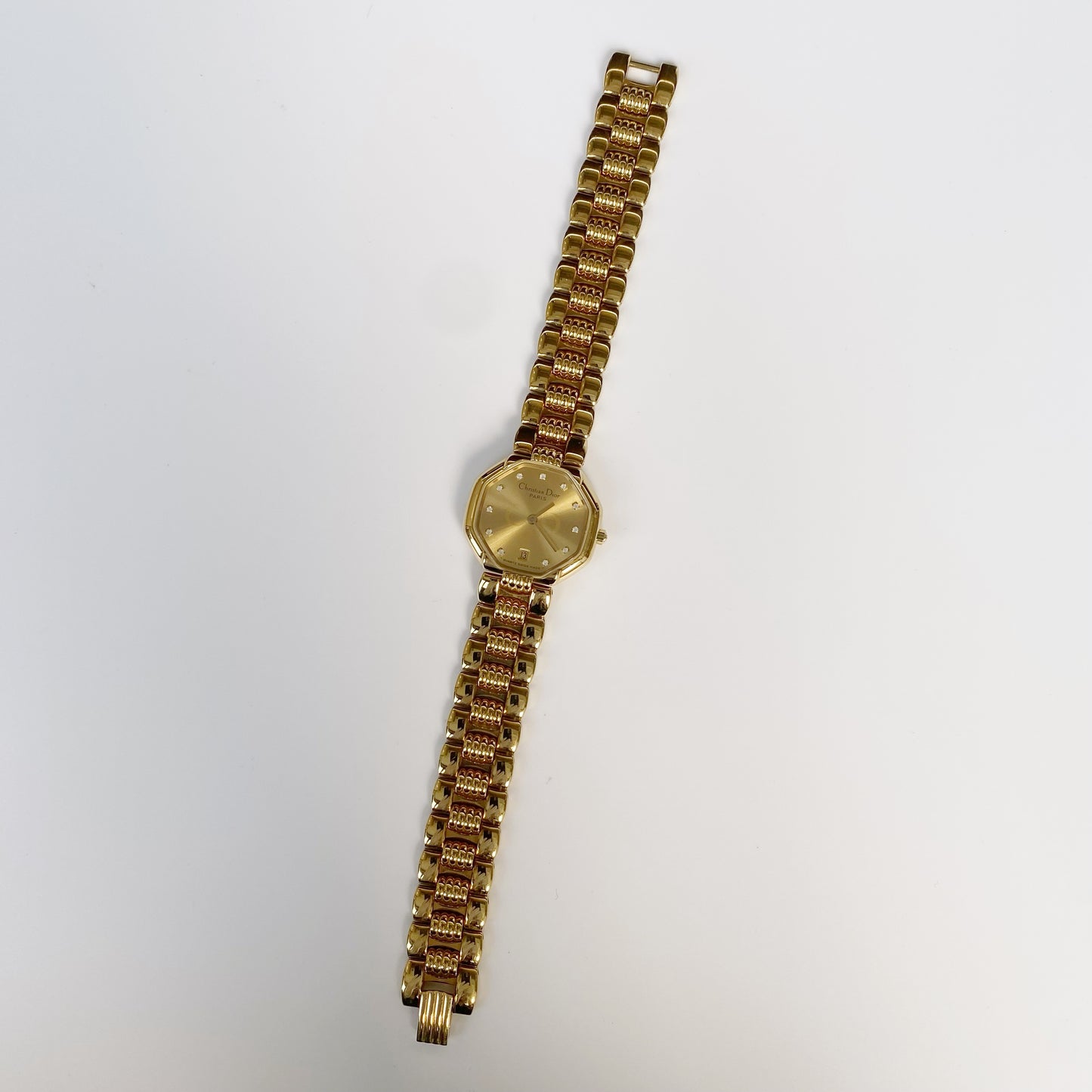 Dior 1990s Octagon Gold Plated Watch