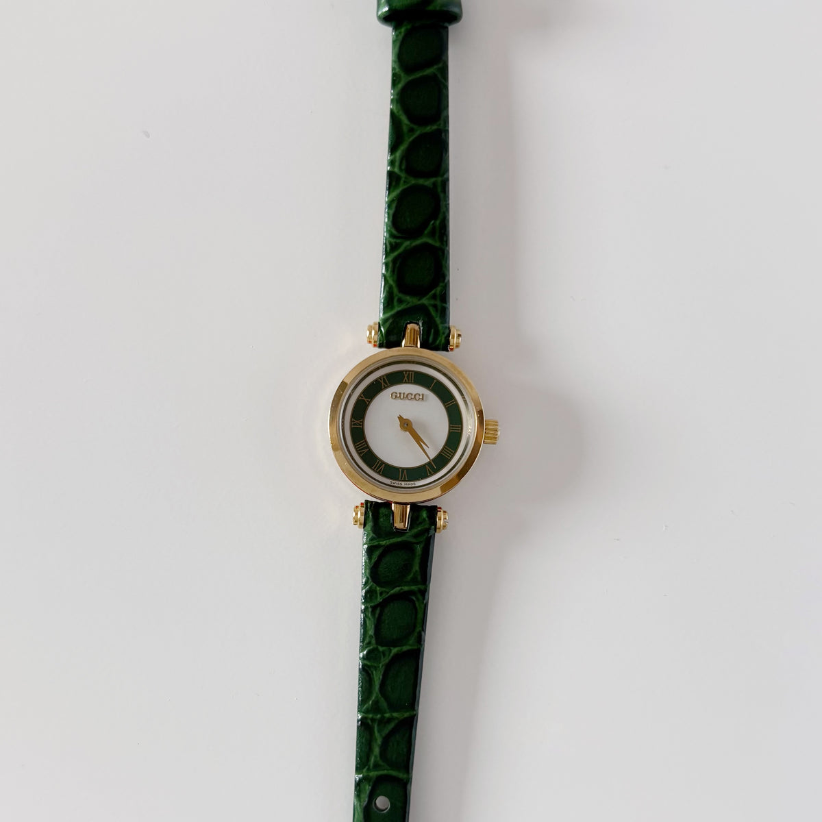 Gucci 1990s Sherry Round Dial Green Watch