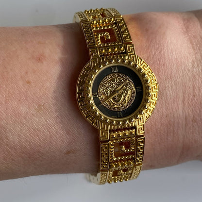 Gianni Versace Signature 1990s 18K Gold Plated Watch