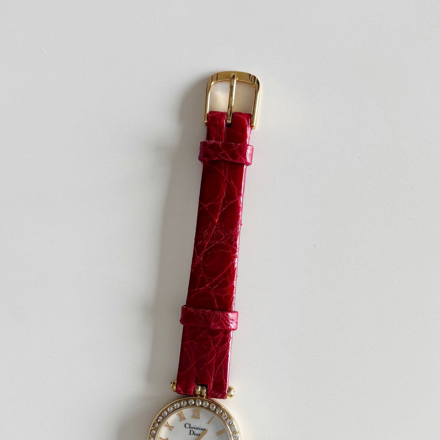 Dior 1990s Seashell Dial Round Dial Gold Plated Watch