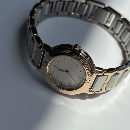 Yves Saint Laurent 1990s Round Dial Two Tone Gold Plated Watch