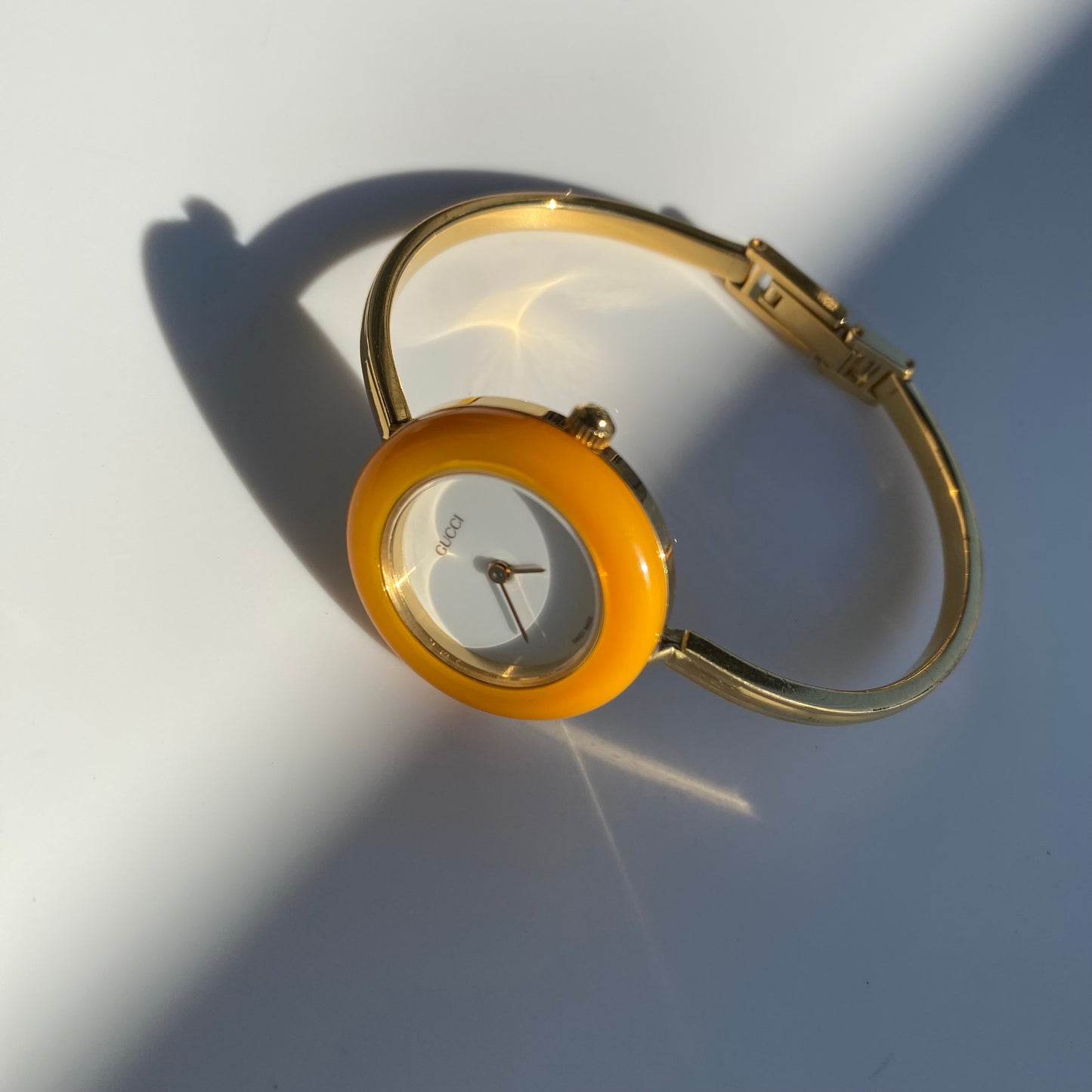 Gucci 1990s Interchangeable Bezel Gold Plated Watch with 12 bezels, case