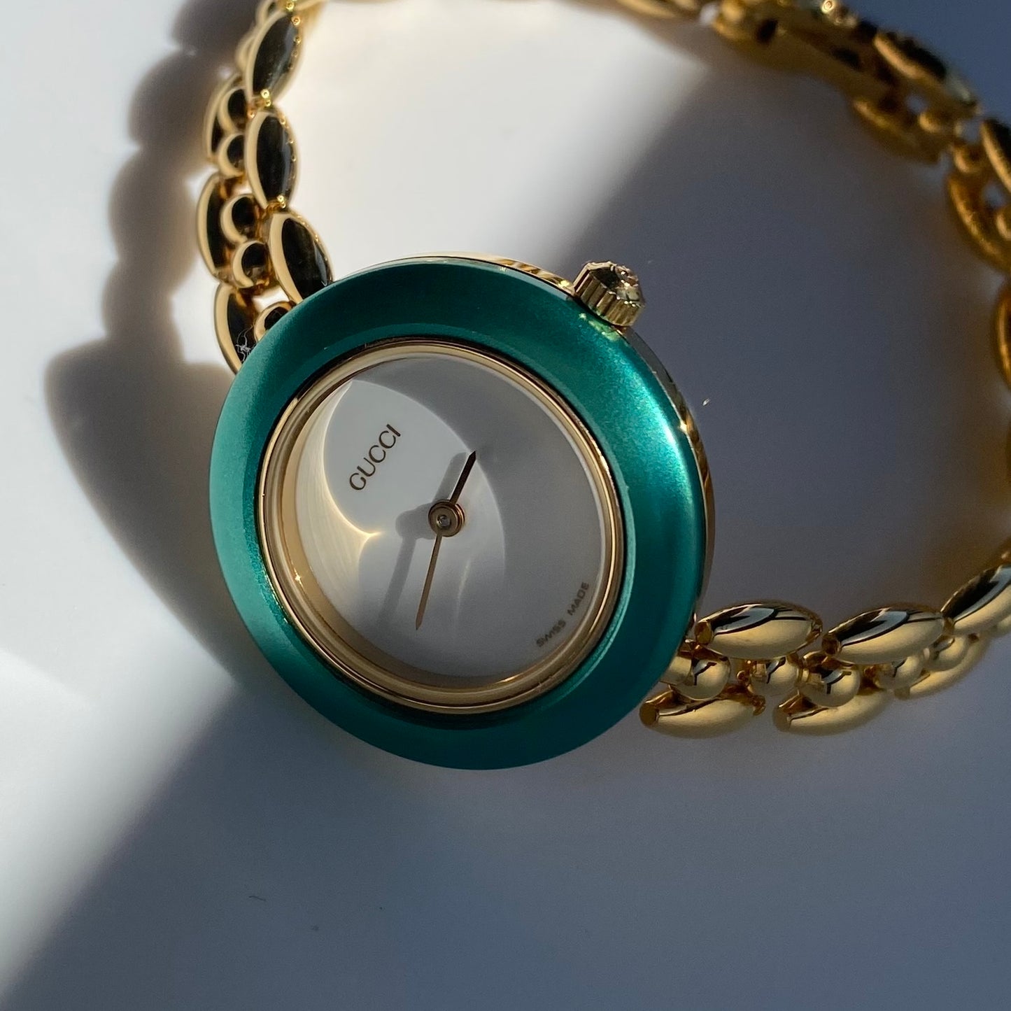Gucci 1990s Interchangeable Bezel Gold Plated Watch with 6 bezels, case (160mm)