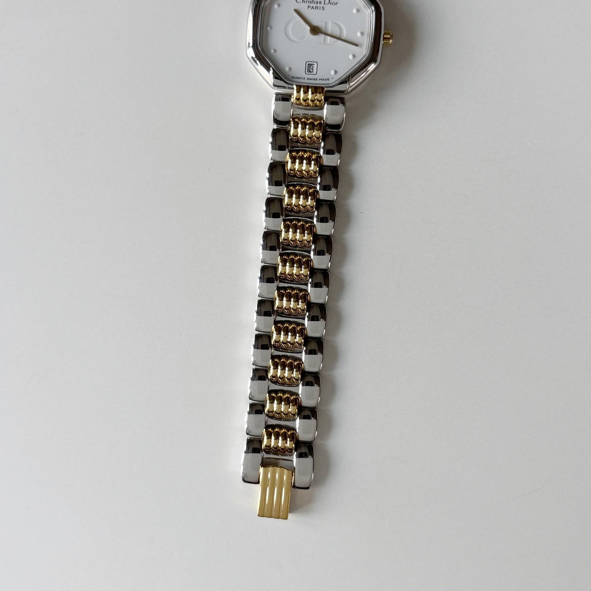 Dior 1990s Octagon Dial Two Tone Gold Plated Watch