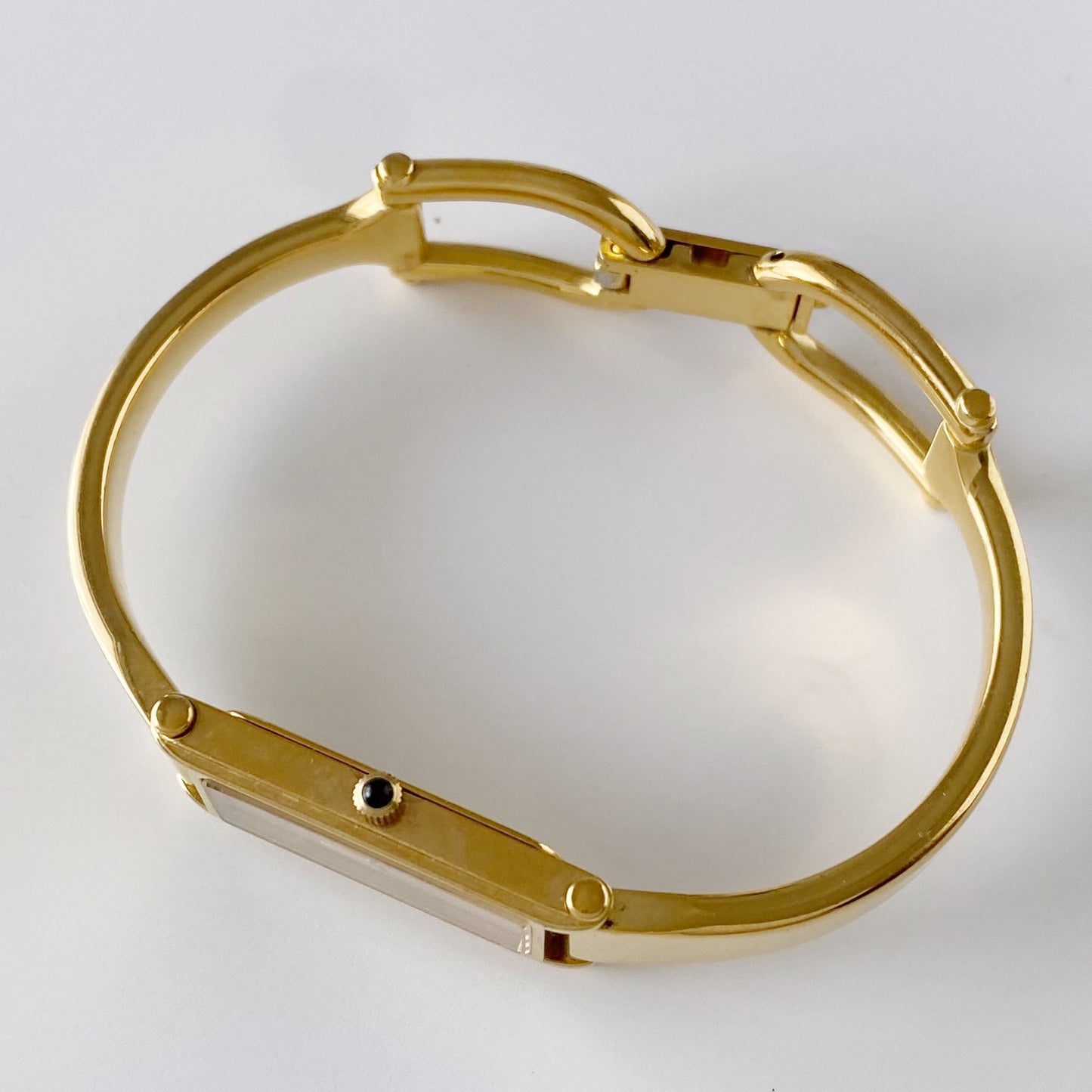 Gucci 1990s Gold Dial Gold Plated Bangle Watch