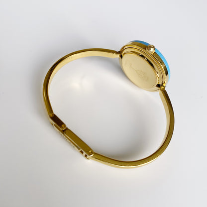 Gucci 1990s Interchangeable Bezel Gold Plated Bangle Watch with 12 bezel and case