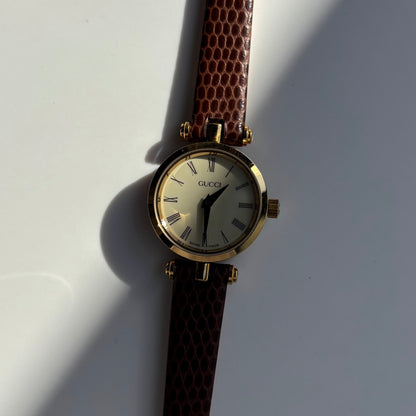 Gucci 1990s Sherry Round Dial Gold Plated Watch