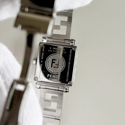 Fendi 1990s Seashell Square Dial Stainless steel Watch