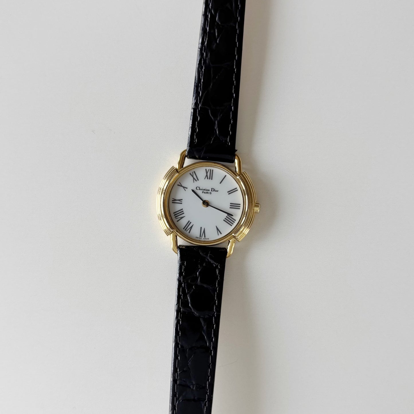 Dior 1990s Round Dial Gold Plated Watch