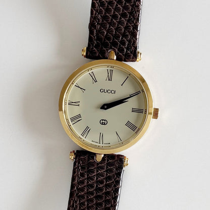 Gucci 1980s Sherry Round Dial Gold Plated Watch (Large)