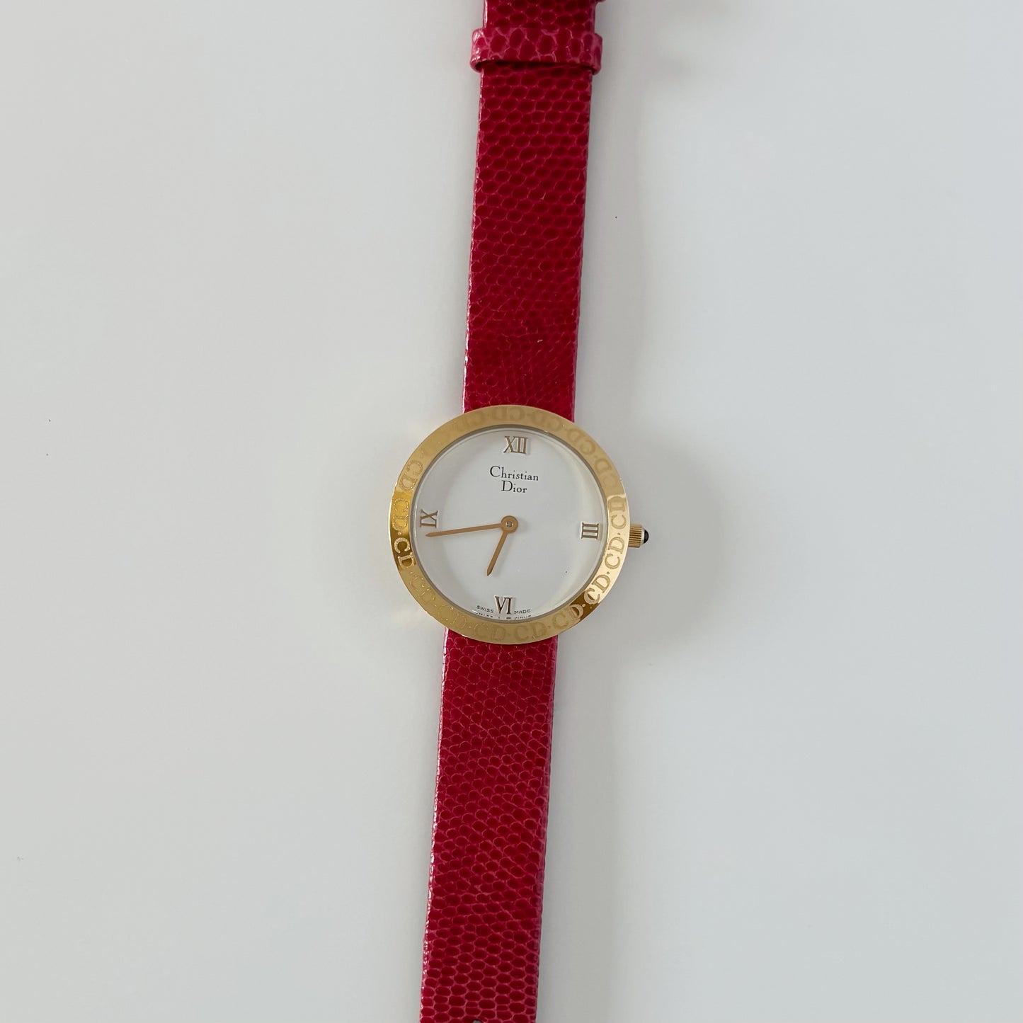 Dior 1990s Round Dial Gold Plated Watch