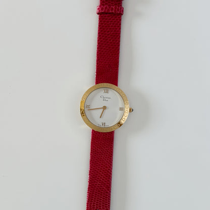 Dior 1990s Round Dial Gold Plated Watch