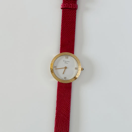 Dior 1990s Round Dial Gold Plated Watch