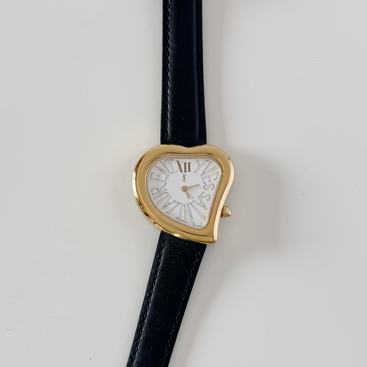 Yves Saint Laurent 1990s Heart Shaped Gold Plated Watch