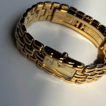 Fendi 1990s Gold Dial Gold Plated Watch