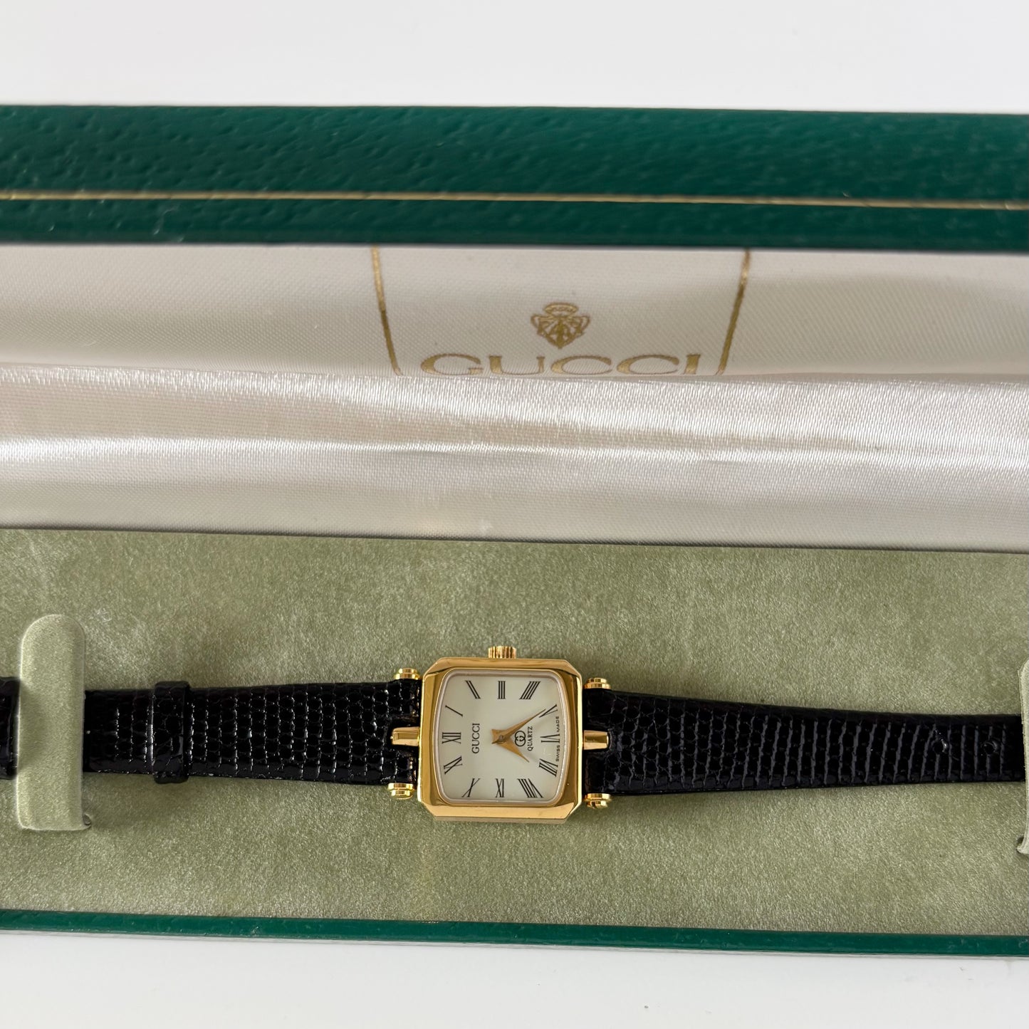 Gucci 1980s Square Dial Gold Plated Watch