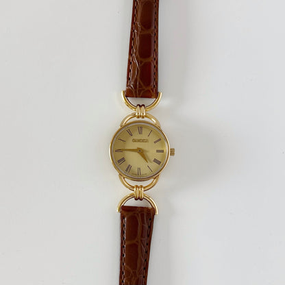 Gucci 1990s Round Dial Gold Plated Watch