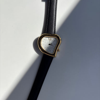 Yves Saint Laurent 1990s Heart Shaped Dial Gold Plated Watch