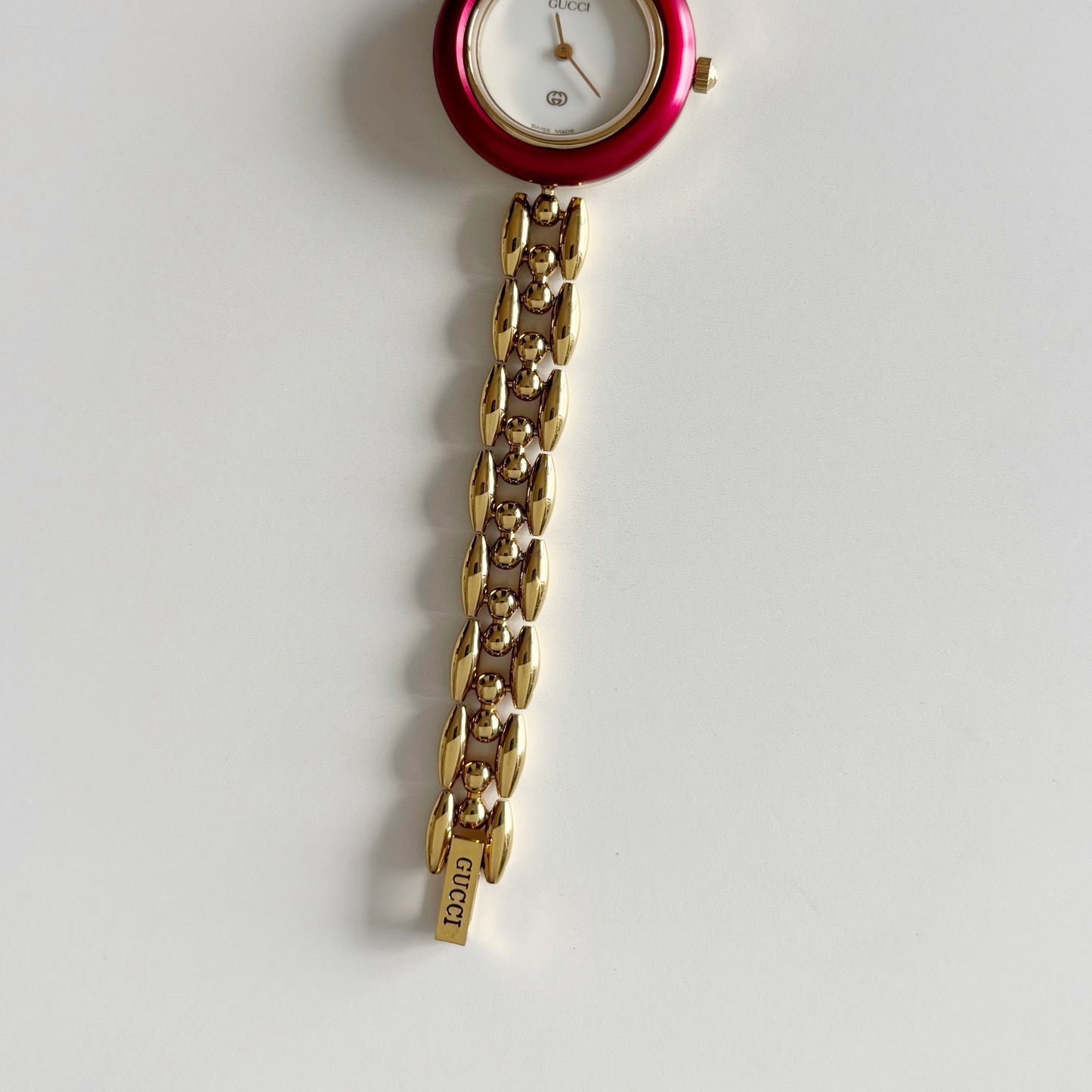 Gucci 1990s Interchangeable Bezel Gold Plated Rice Chain Watch (165mm)