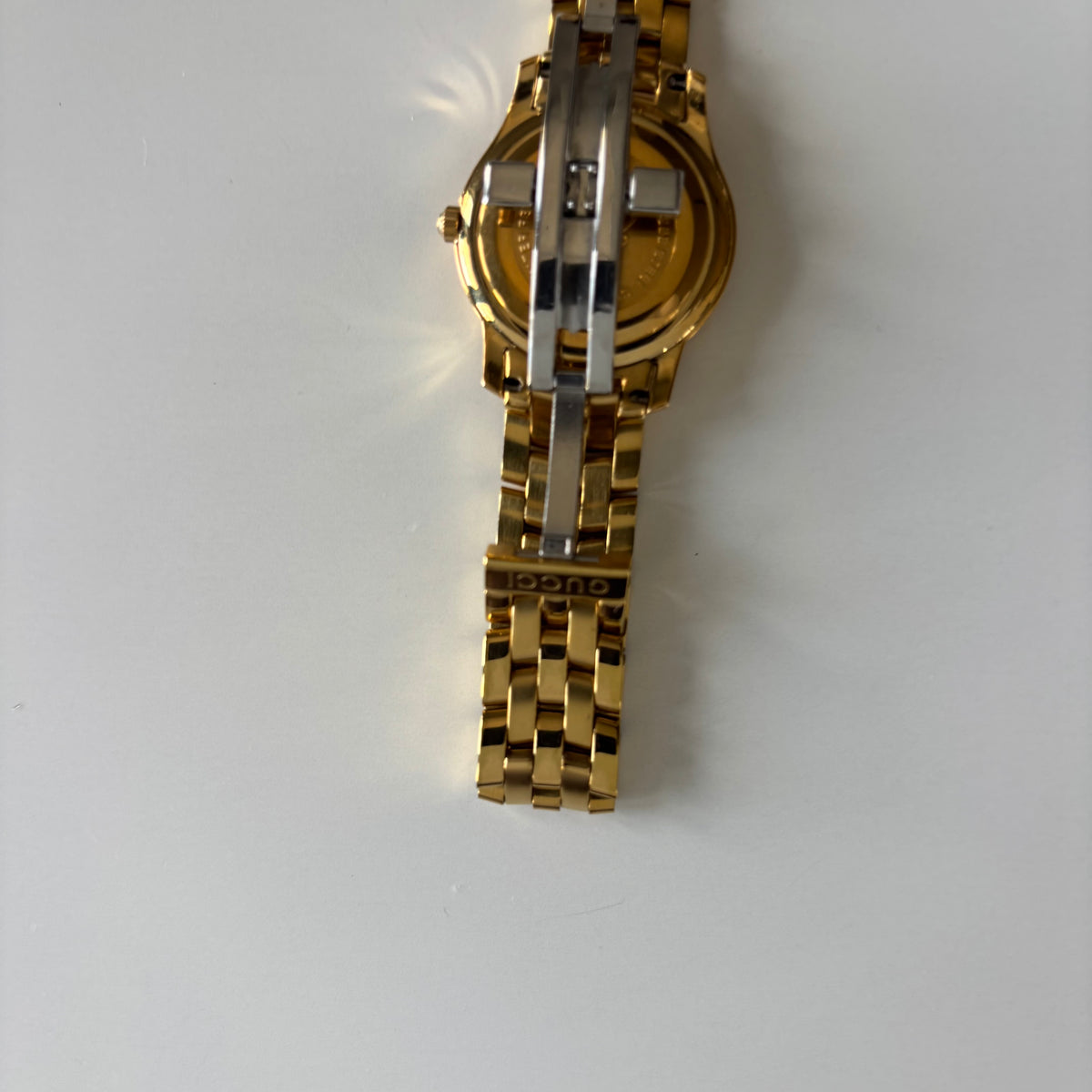 Gucci 1990s Date Black Round Dial Gold-Plated Watch