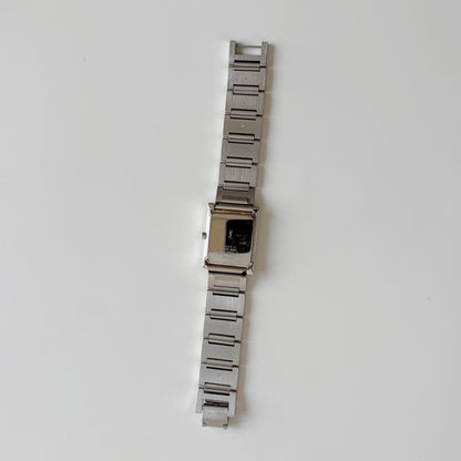 Yves Saint Laurent 1990s Square Dial Two Tone Gold Plated Watch