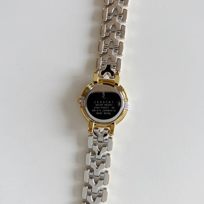 Yves Saint Laurent 1990s Round Dial Two Tone Watch