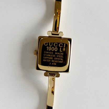 Gucci 1990s Square Dial Gold Plated Bangle Watch