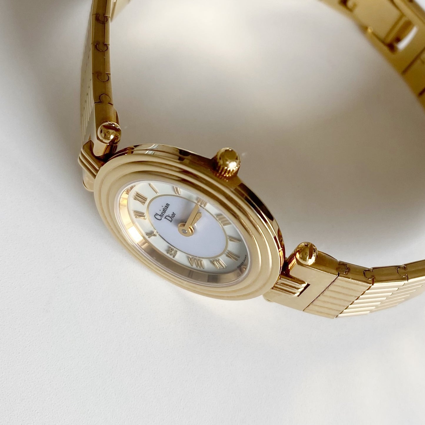 Dior 1990s Round Dial Gold Plated Watch