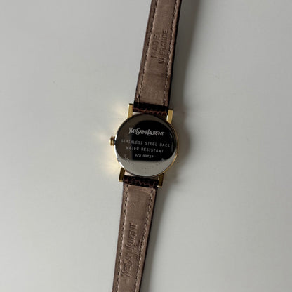 Yves Saint Laurent 1990s YSL Logo Round Dial Gold Plated Watch