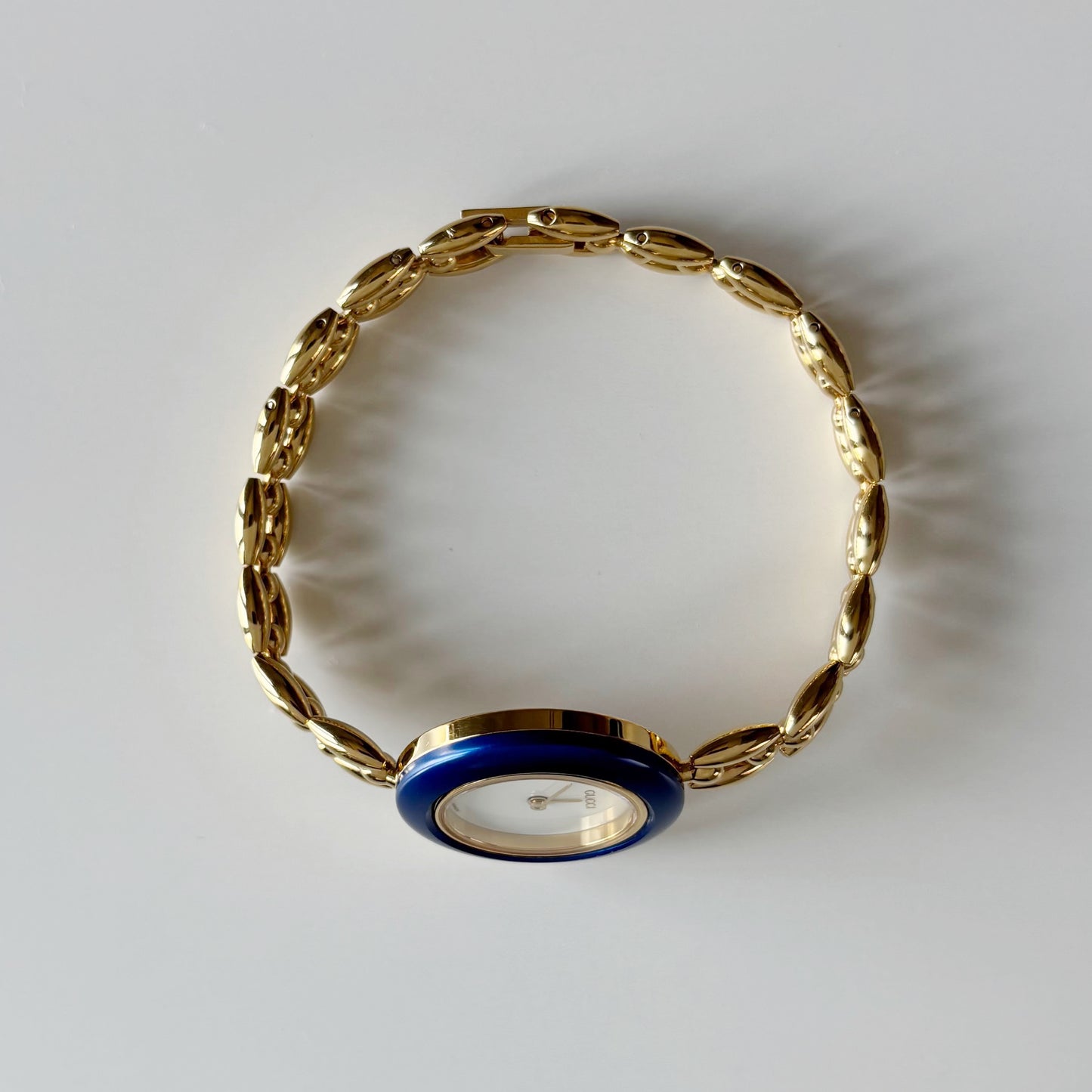 Gucci 1990s Interchangeable Bezel Gold Plated Rice Chain Watch with 6 bezels, case (165mm)